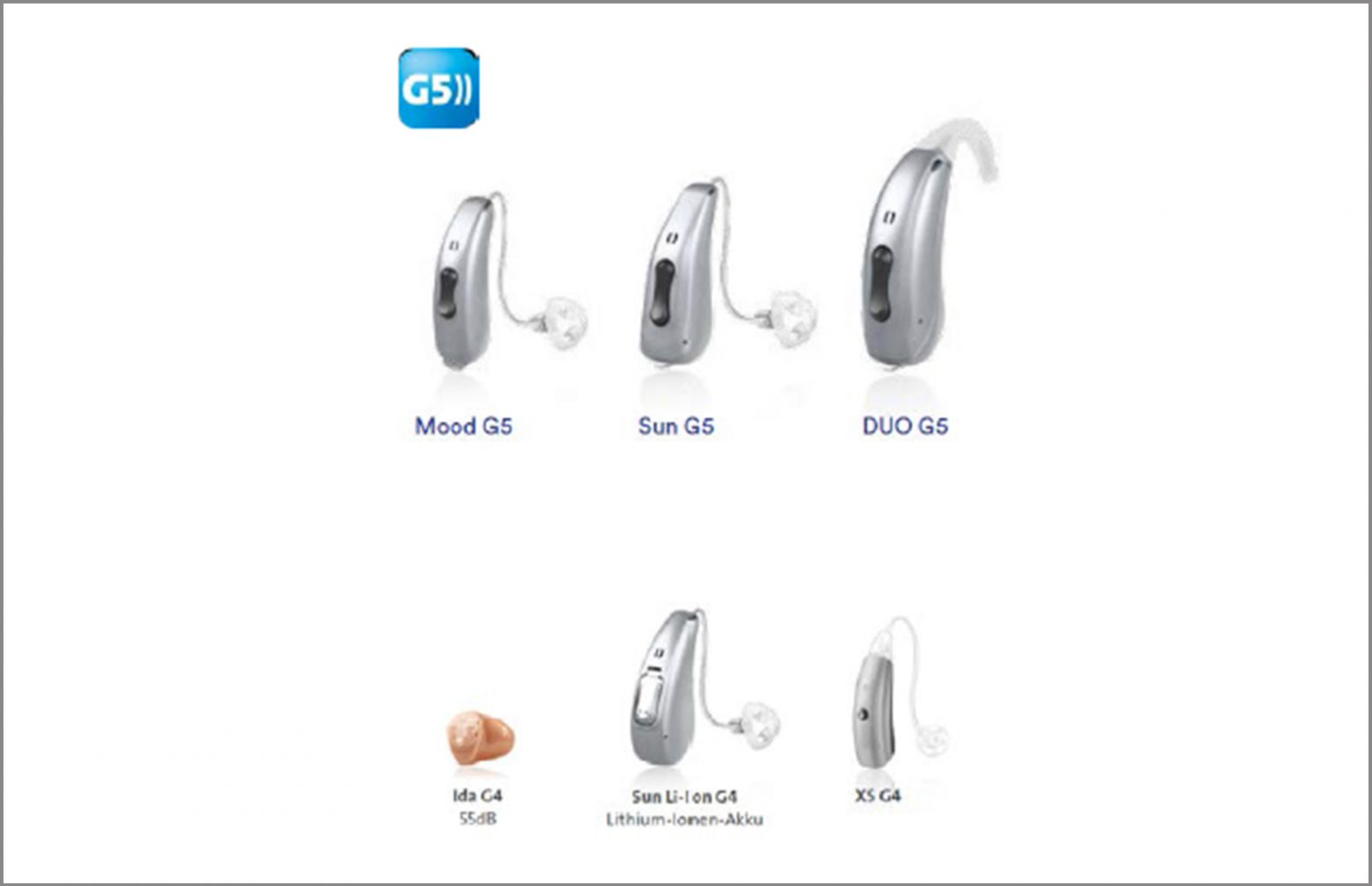 Six Different Audio Service hearing aids