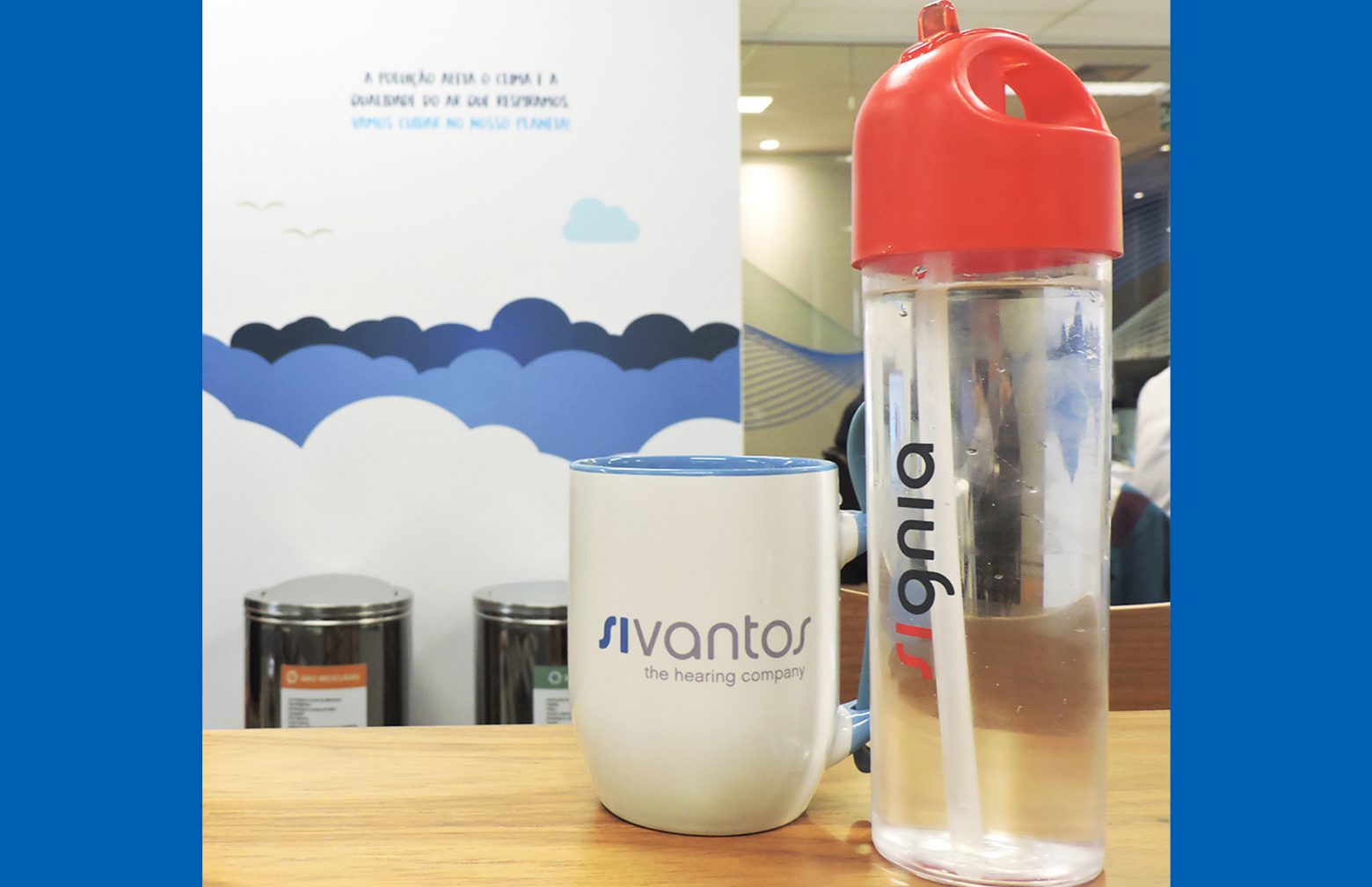 Sivantos cup and Signia glass bottle in Brazil