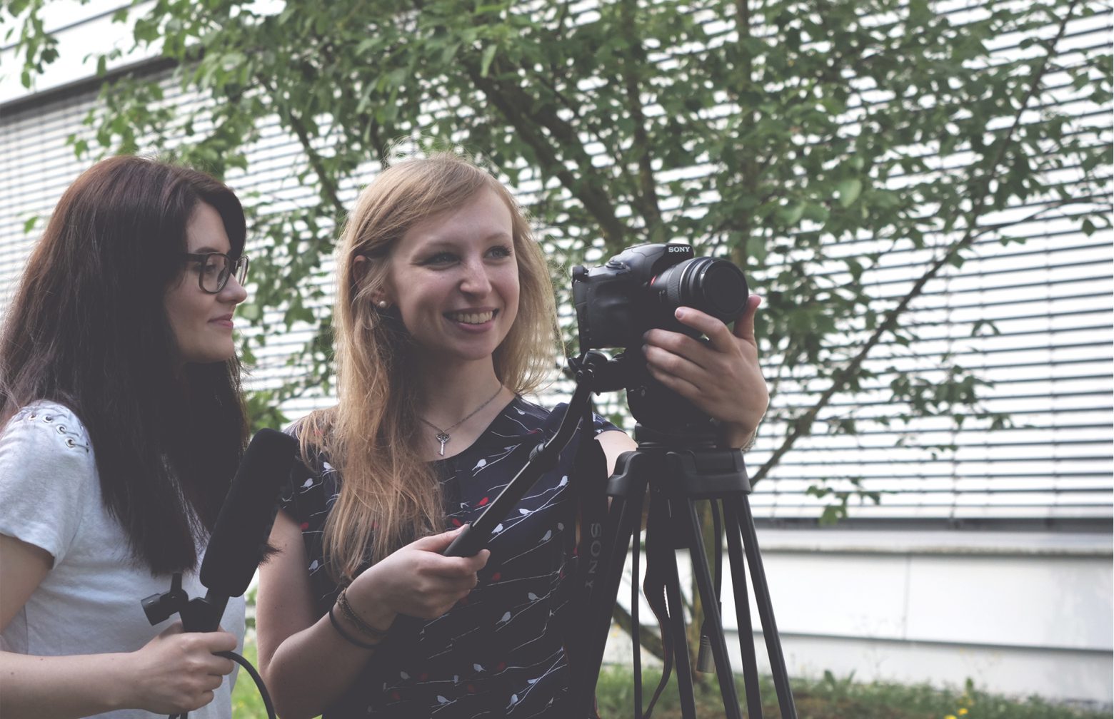 Trainees during a photo shooting and interview