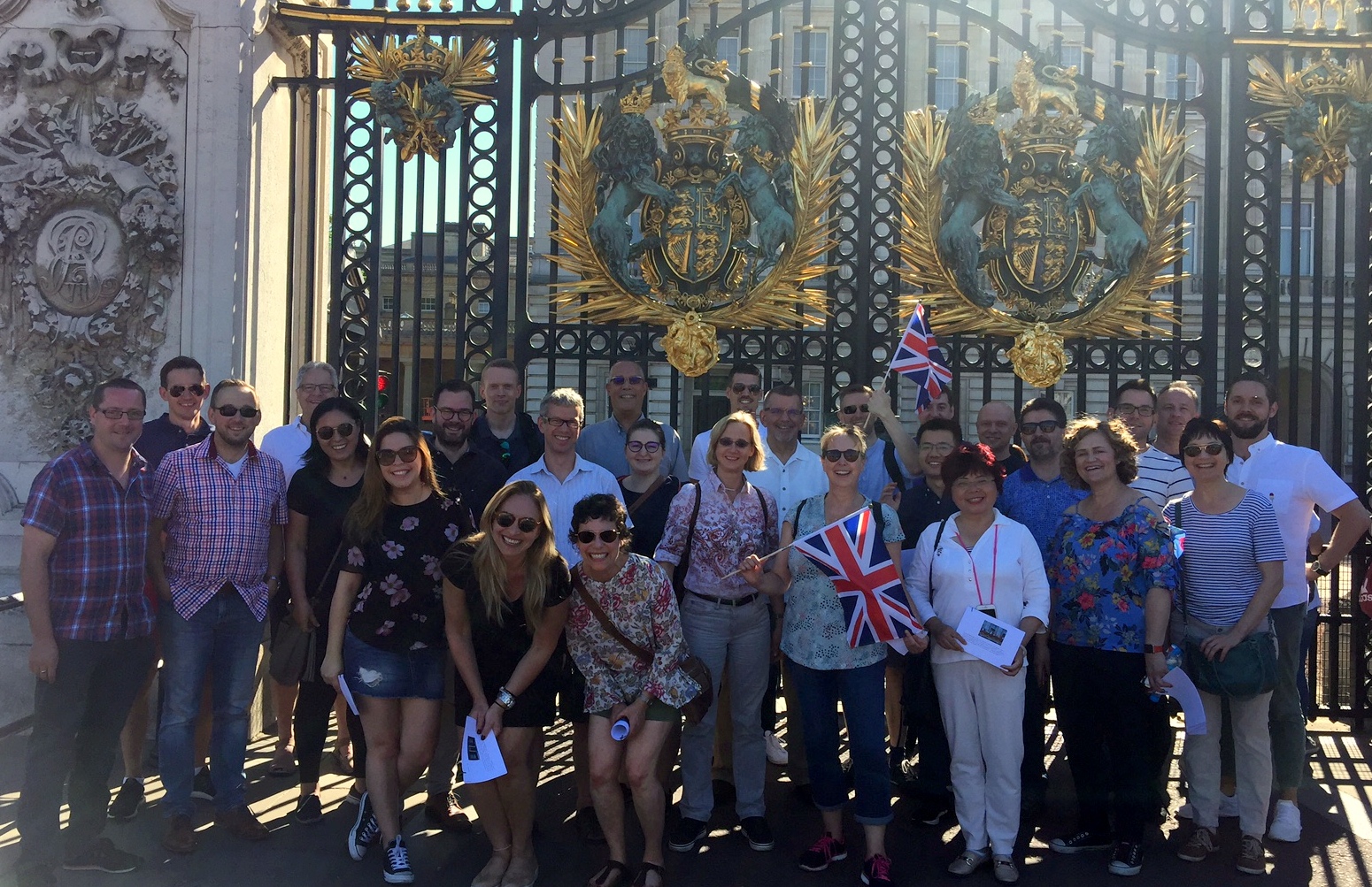 participants in front of the Buckingham palace gate in London